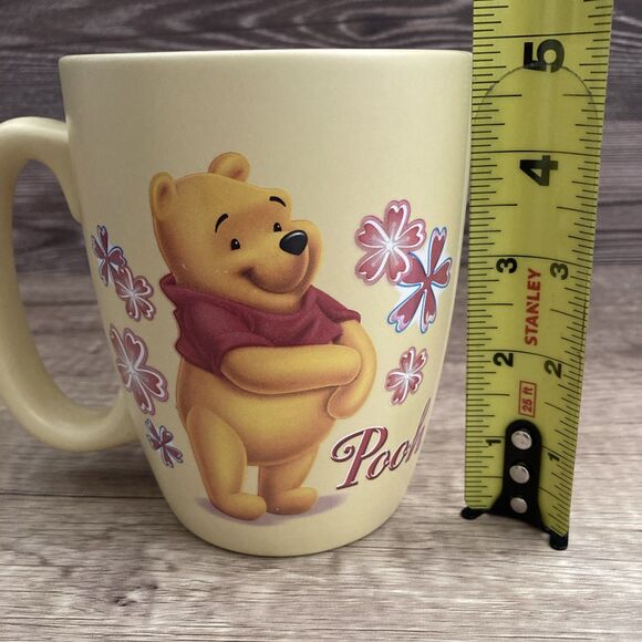 Disney Store Exclusive Winnie the Pooh Mug Large Butter Yellow Pink Flowers - Picture 7 of 7
